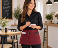 Three-compartment waist apron with quick-sort pockets, 7.5oz twill