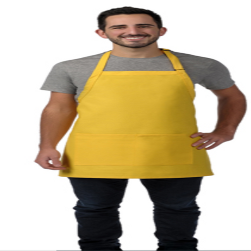 Bib apron with center divided pocket, made in USA