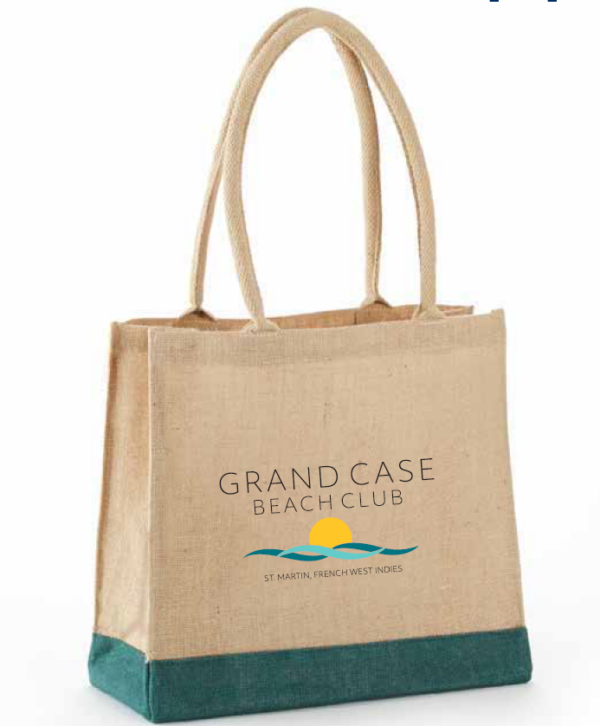Khaki jute economy tote bag with rope handles