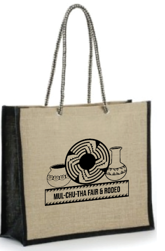Khaki and navy fashion jute tote bag with rope handles