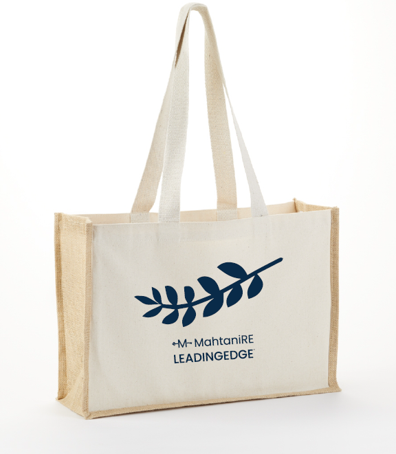 Khaki and natural Companion cotton-panel jute tote bag