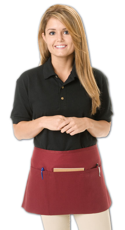 Black three-compartment waist apron
