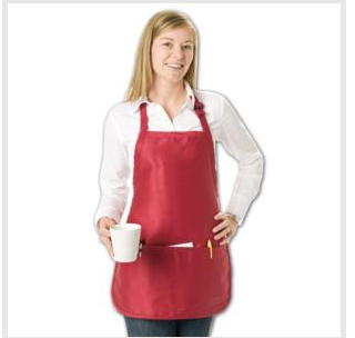 Black three-pocket full-width apron with adjustable buckle