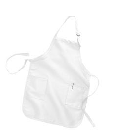 White bib apron with adjustable sewn-on buckle