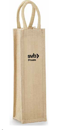Khaki solid-front single bottle jute wine bag