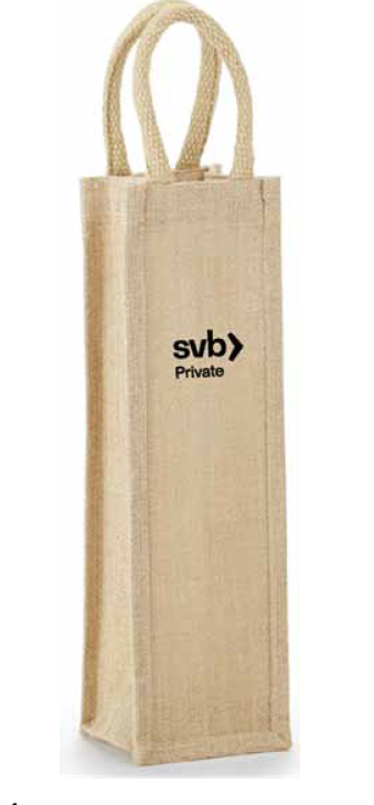 Khaki solid-front single bottle jute wine bag