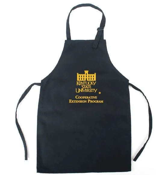 Black kids cotton apron with customer logo print example