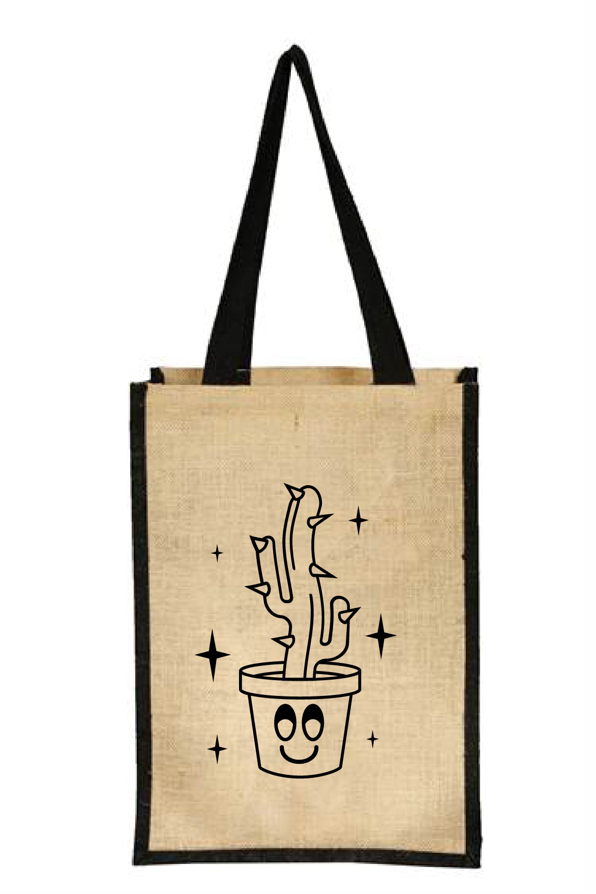 Khaki and black Irene jute tote bag with web handles