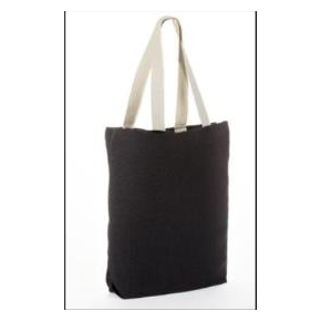 Black natural jute school book bag with long web handles
