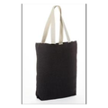 Black natural jute school book bag with long web handles