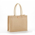 Khaki Tuscany two-tone jute tote bag with cotton handles