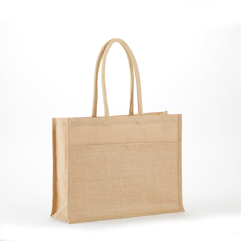 Solid khaki jute shopping tote bag